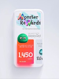 the monster rewards app is shown on a white background