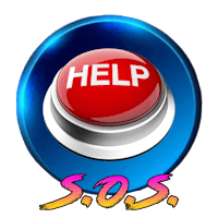 a blue button with the words help so s on it